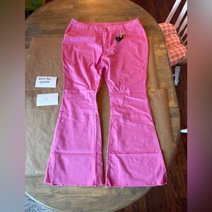 Vibrant Pink Flare Jeans for Women